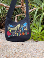 Nautical Beach Bag Embroidered Tote Bag 20L | Ocean Life Canvas Shoulder Bag | Coastal Vacation Tote