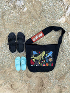 Nautical Beach Bag Embroidered Tote Bag 20L | Ocean Life Canvas Shoulder Bag | Coastal Vacation Tote