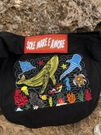 Nautical Beach Bag Embroidered Tote Bag 20L | Ocean Life Canvas Shoulder Bag | Coastal Vacation Tote