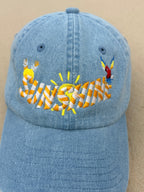 Sunshine 3D Embroidered Denim Dad Hat | Summer Beach Cap Aesthetic | Tropical Vacation Hat