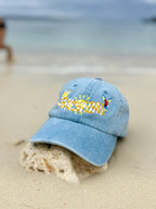 Sunshine 3D Embroidered Denim Dad Hat | Summer Beach Cap Aesthetic | Tropical Vacation Hat
