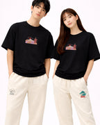Andrew Joyce limited edition 300gsm white organic cotton T-shirt featuring high-density Japanese  Chureito Fuji Pagoda embroidery.
