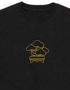 Andrew Joyce limited edition 300gsm white organic cotton T-shirt featuring high-density Japanese bonsai embroidery.
