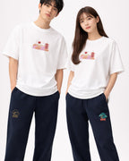 Andrew Joyce limited edition 300gsm white organic cotton T-shirt featuring high-density Japanese  Chureito Fuji Pagoda embroidery.