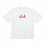 Andrew Joyce limited edition 300gsm white organic cotton T-shirt featuring high-density Japanese  Chureito Fuji Pagoda embroidery.