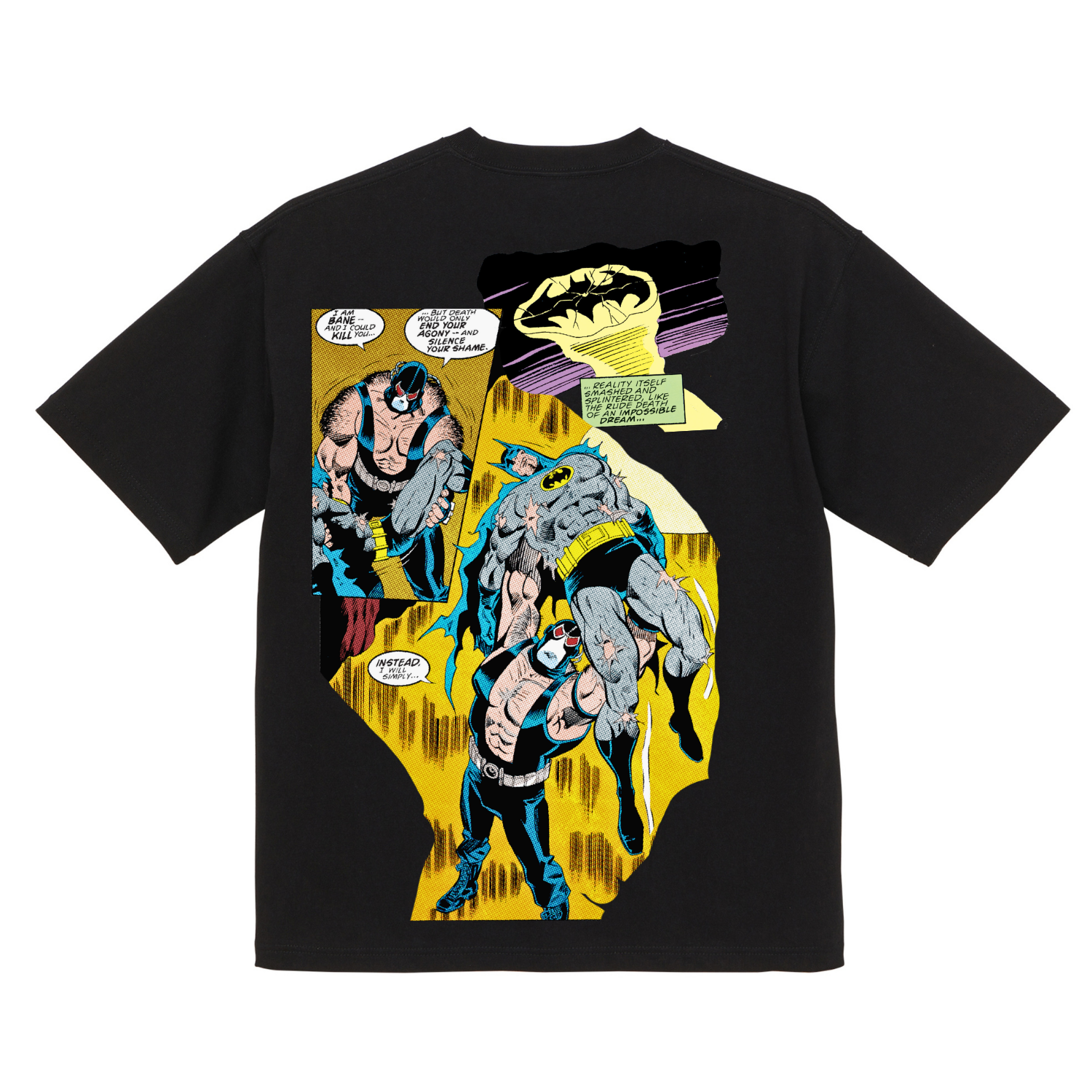 Camiseta de algodón orgánico "Batman Knightfall Bane rompe a Batman" del Universo DC