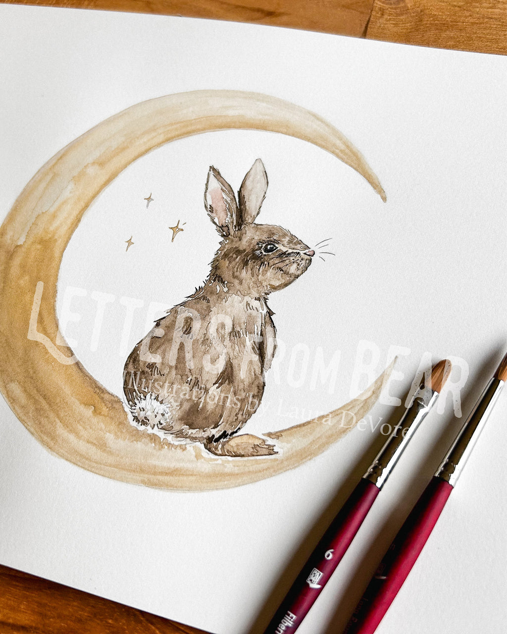 Moonlight Bunny Embroidered 450GSM Heavyweight Pullover Hoodie Sweatshirt
