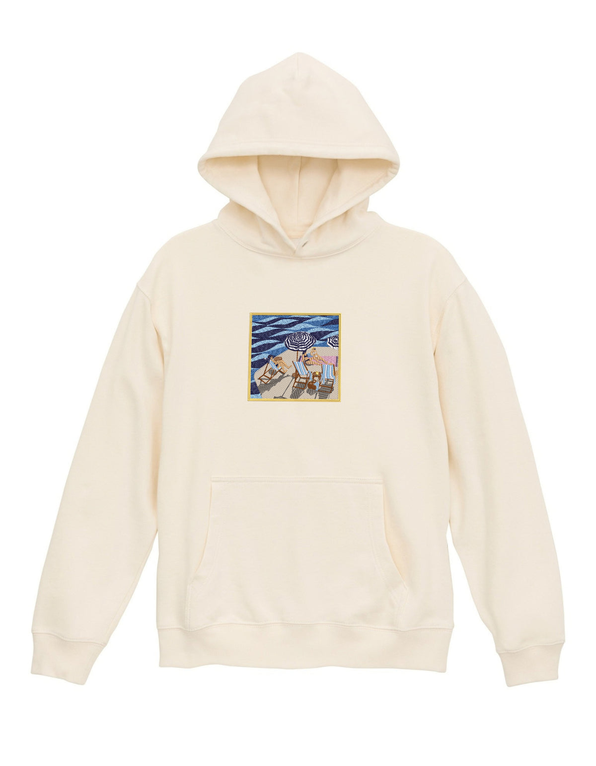 Beach Day Embroidered Hoodie | Coastal Art 320 GSM French Terry Hoodie