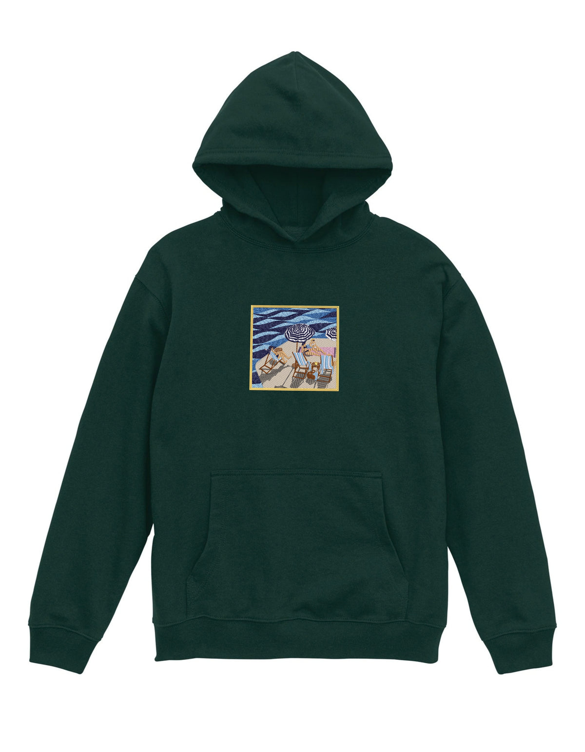 Beach Day Embroidered Hoodie | Coastal Art 320 GSM French Terry Hoodie