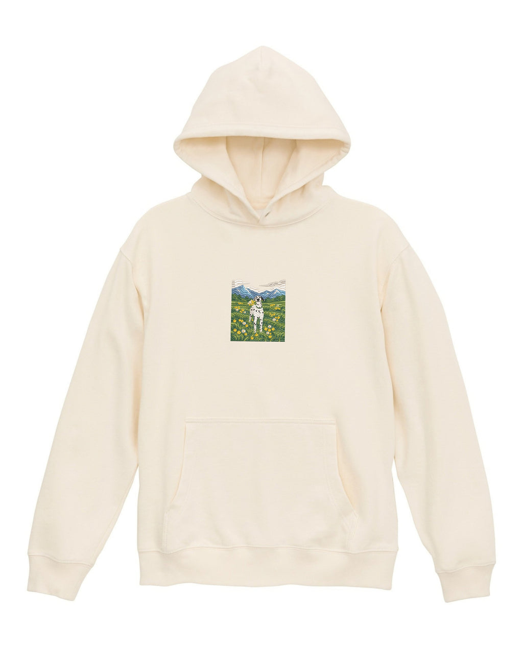 Dalmatian Meadow Embroidered Hoodie | 320 GSM French Terry Wearable Art