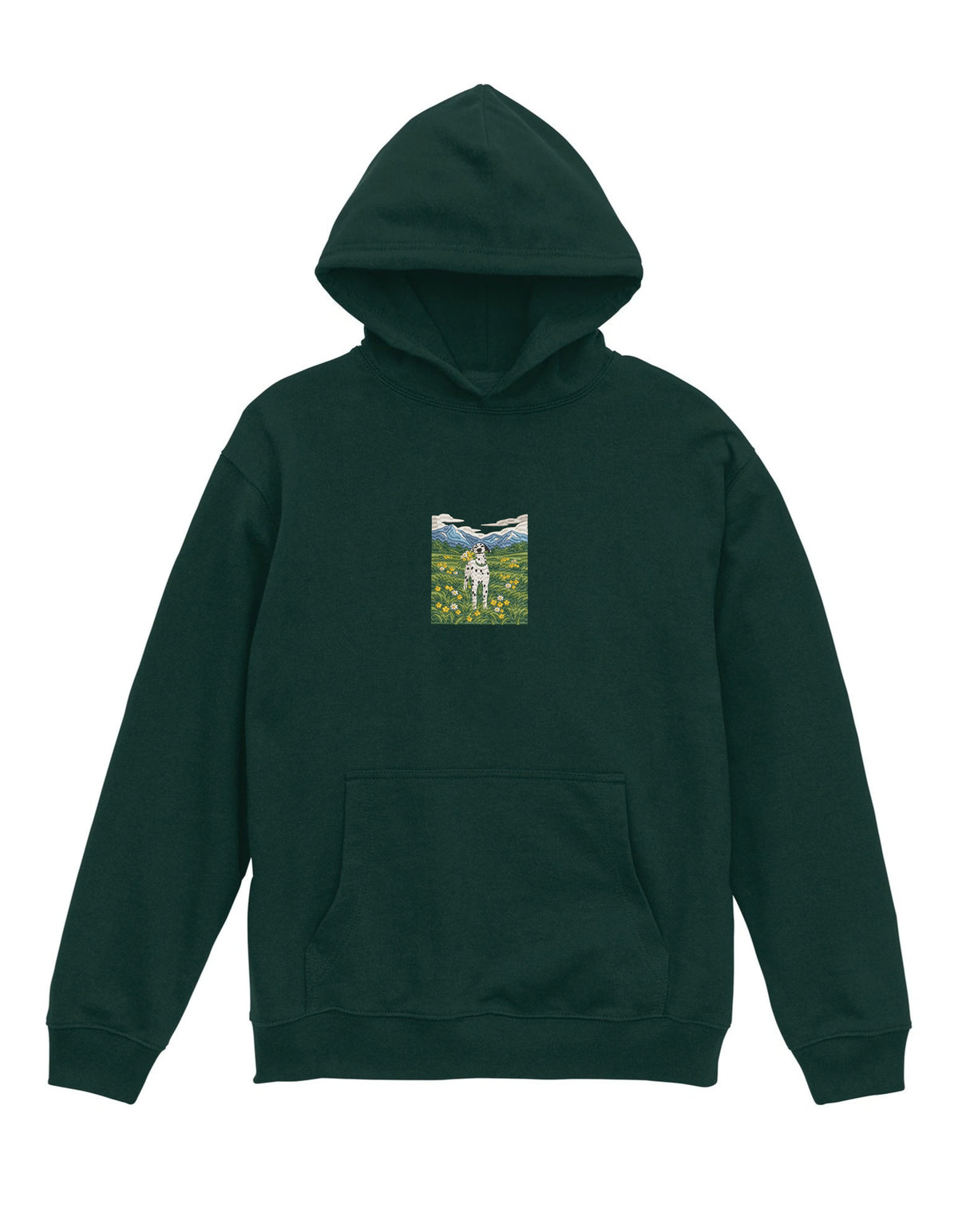 Dalmatian Meadow Embroidered Hoodie | 320 GSM French Terry Wearable Art