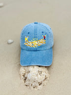 Sunshine 3D Embroidered Denim Dad Hat | Summer Beach Cap Aesthetic | Tropical Vacation Hat