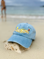 Sunshine 3D Embroidered Denim Dad Hat | Summer Beach Cap Aesthetic | Tropical Vacation Hat