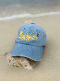 Sunshine 3D Embroidered Denim Dad Hat | Summer Beach Cap Aesthetic | Tropical Vacation Hat