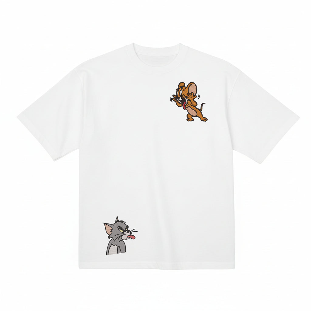 Embroidered Tom & Jerry Premium Cotton Heavyweight T shirt