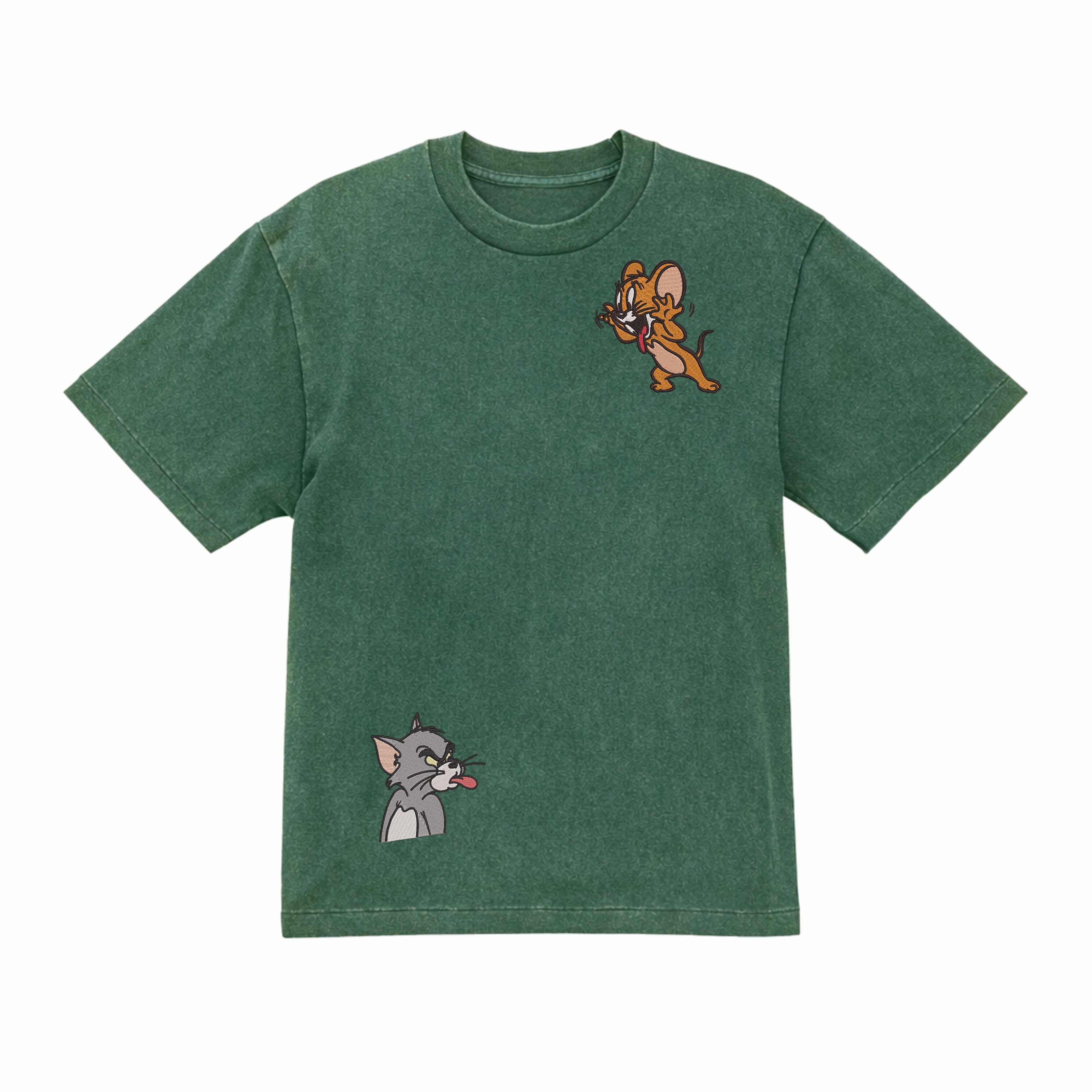 Embroidered Tom & Jerry Premium Cotton Heavyweight T shirt