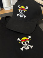 One Piece Straw Hat Embroidered T-Shirt – Heavyweight Organic Cotton Anime Shirt