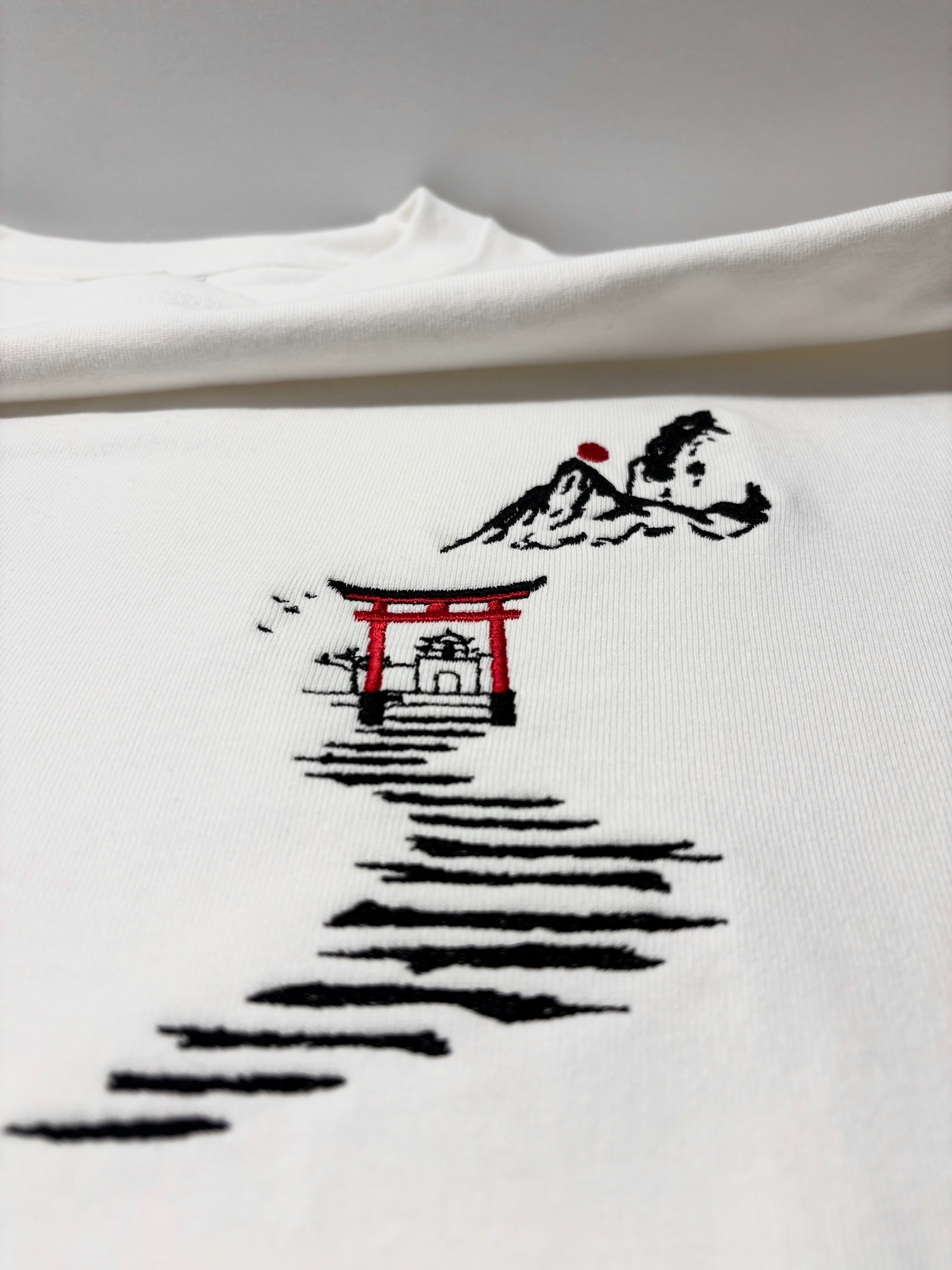 Japanese Samurai Embroidered Heavyweight Premium Cotton T shirt