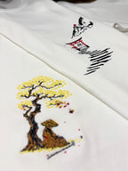 Japanese Samurai Embroidered Heavyweight Premium Cotton T shirt