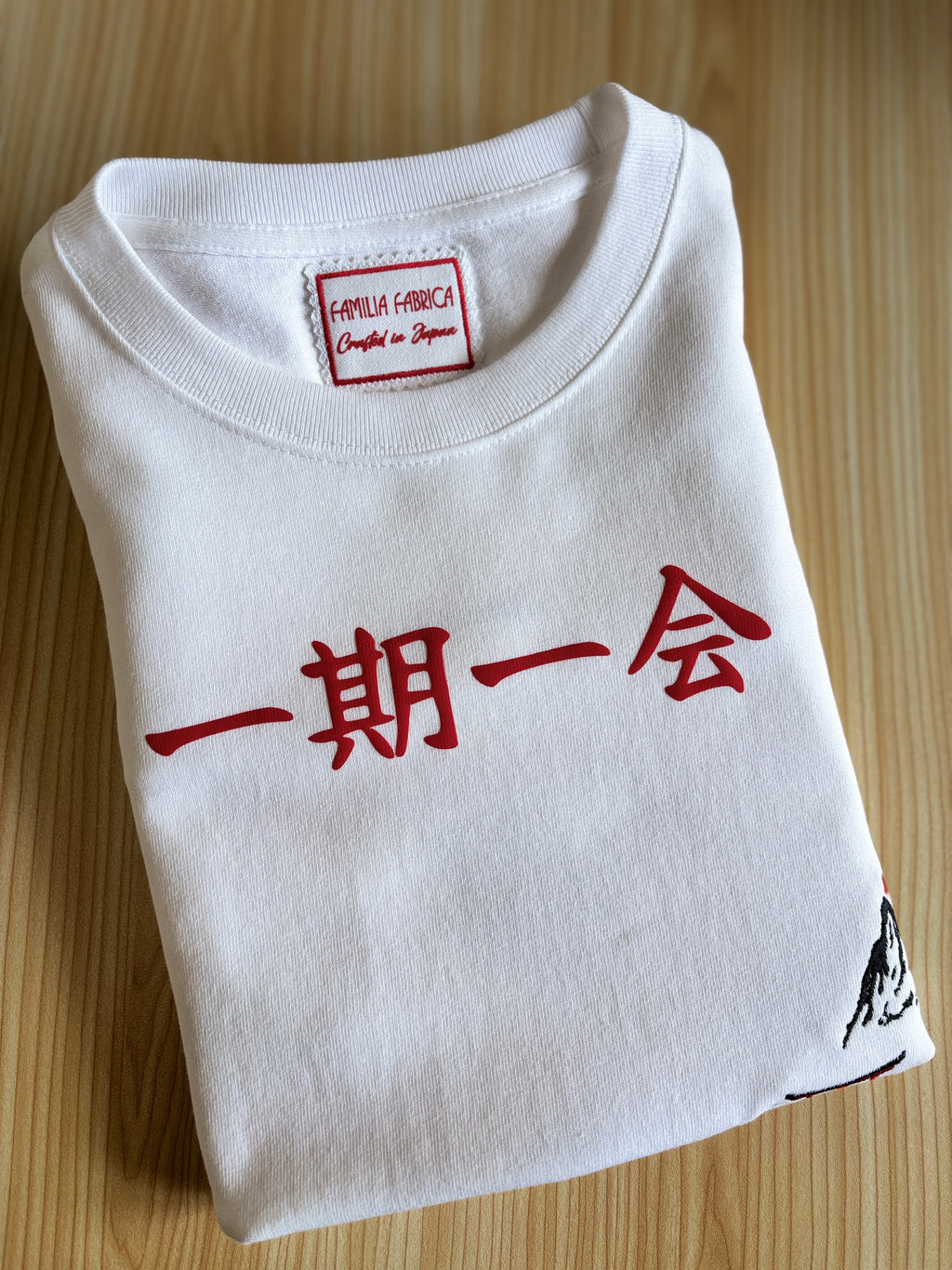 日本の侍の美徳「一期一会」刺繍入り厚手320GSMプレミアムコットンTシャツ | 限定版 | – ホワイト サイズL | グローバル無料配送