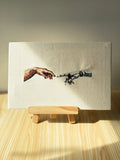 Creation of Adam and AI Embroidered Wall Decor Canvas Frame