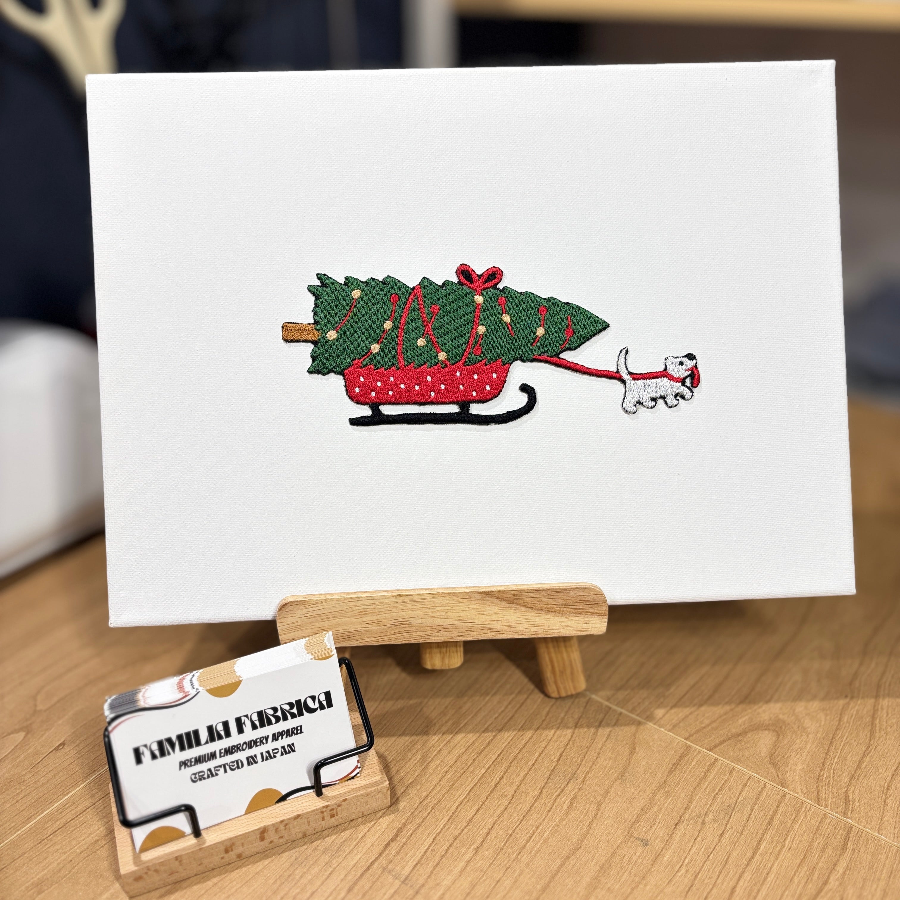 クリスマスを祝うかわいい犬の刺繍壁装飾キャンバスフレーム