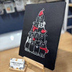 Marco de lienzo para decoración de pared con bordado de árbol de Navidad para amantes de los perros