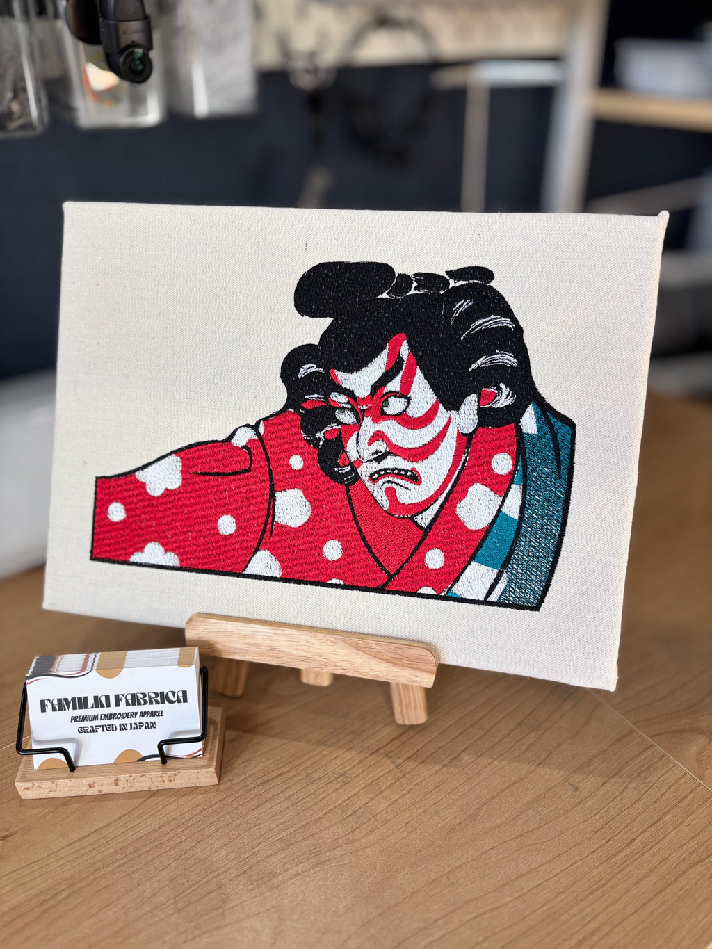 歌舞伎 KABUKI Teatro japonés con letreros y baile Bordado Decoración de pared Marco de lienzo