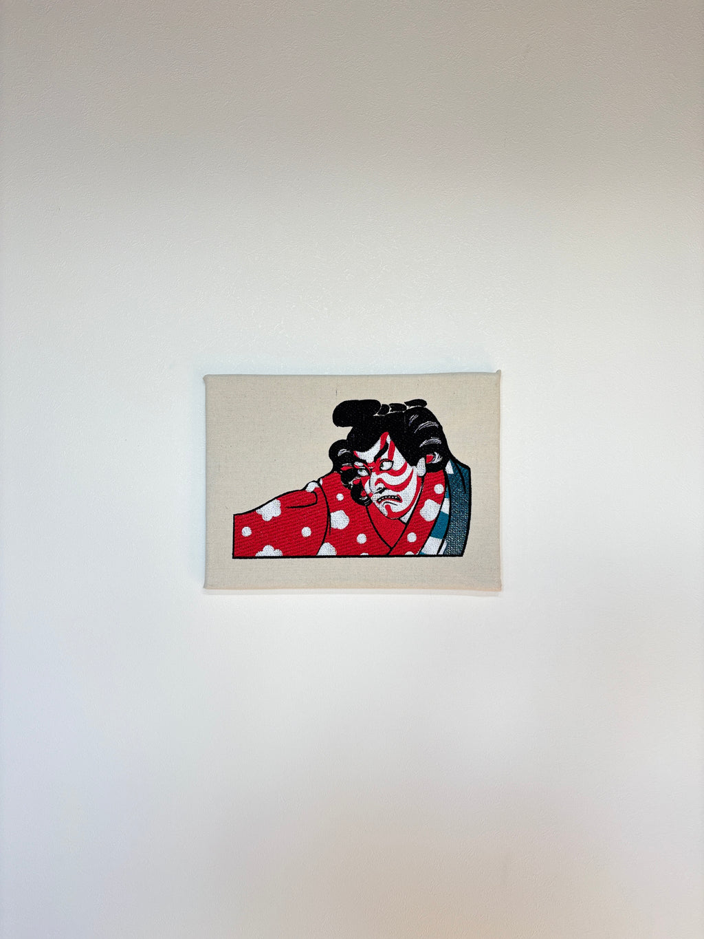 歌舞伎 KABUKI Teatro japonés con letreros y baile Bordado Decoración de pared Marco de lienzo