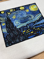 Marco de lienzo para decoración de pared bordada con la Noche Estrellada