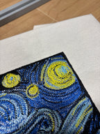 Marco de lienzo para decoración de pared bordada con la Noche Estrellada