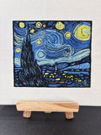 Marco de lienzo para decoración de pared bordada con la Noche Estrellada