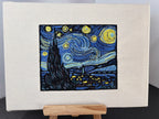 Marco de lienzo para decoración de pared bordada con la Noche Estrellada