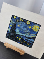 Marco de lienzo para decoración de pared bordada con la Noche Estrellada