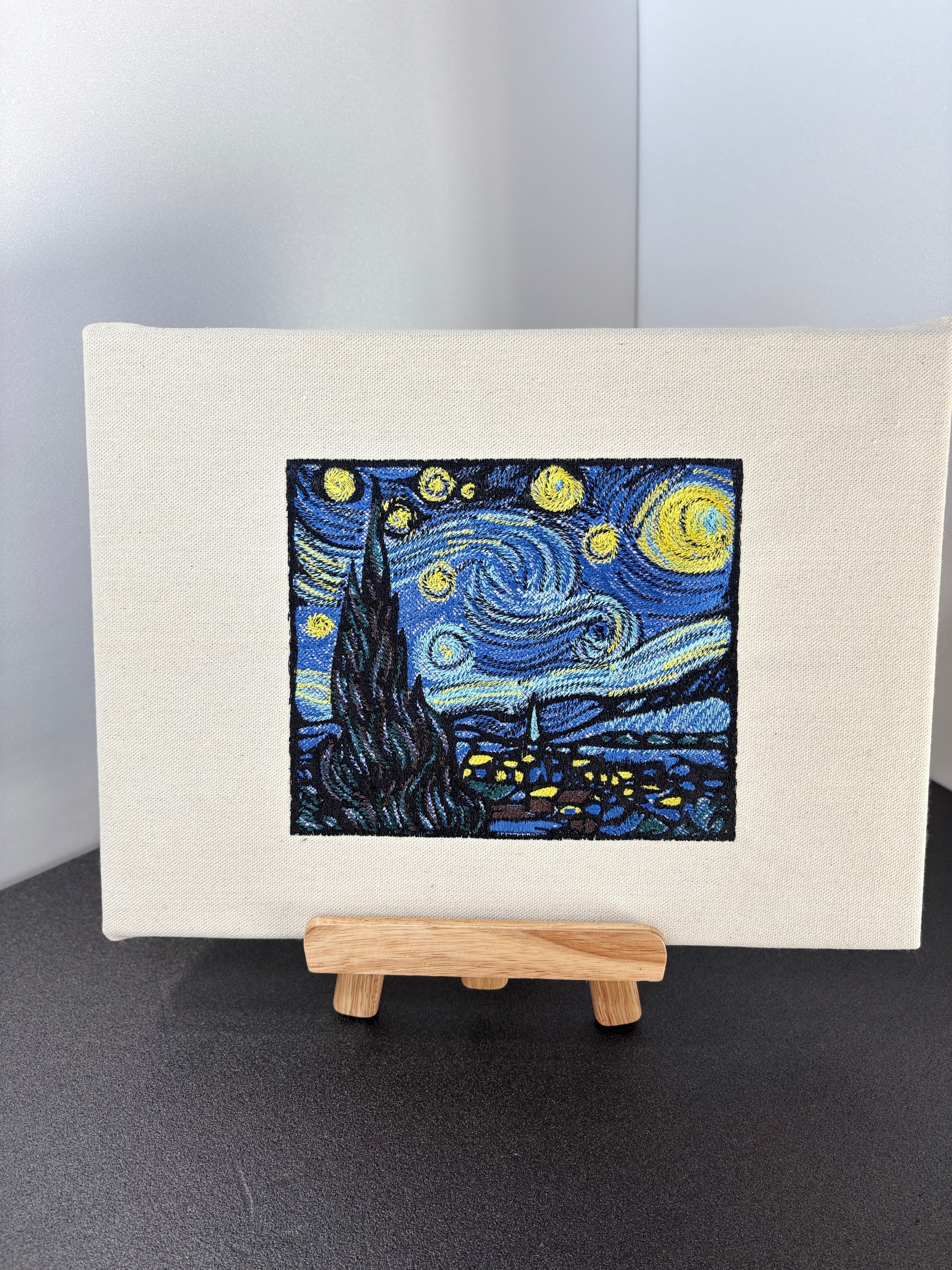 The Starry Night Embroidered Wall Decor Canvas Frame