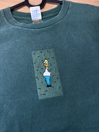Homer Simpson Hiding in Bush Premium Cotton Heavyweight Embroidered T shirt