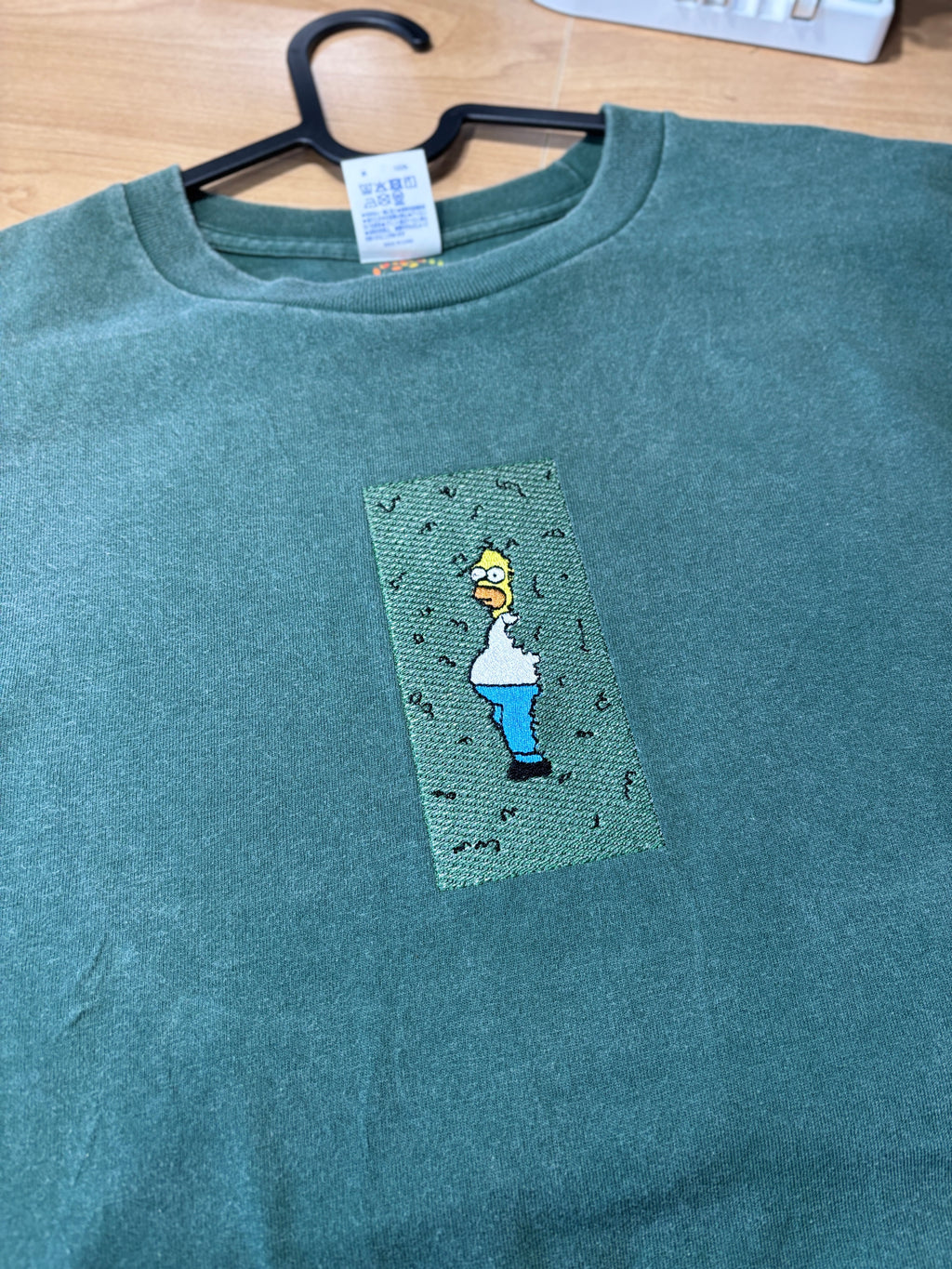 Homer Simpson Hiding in Bush Premium Cotton Heavyweight Embroidered T shirt