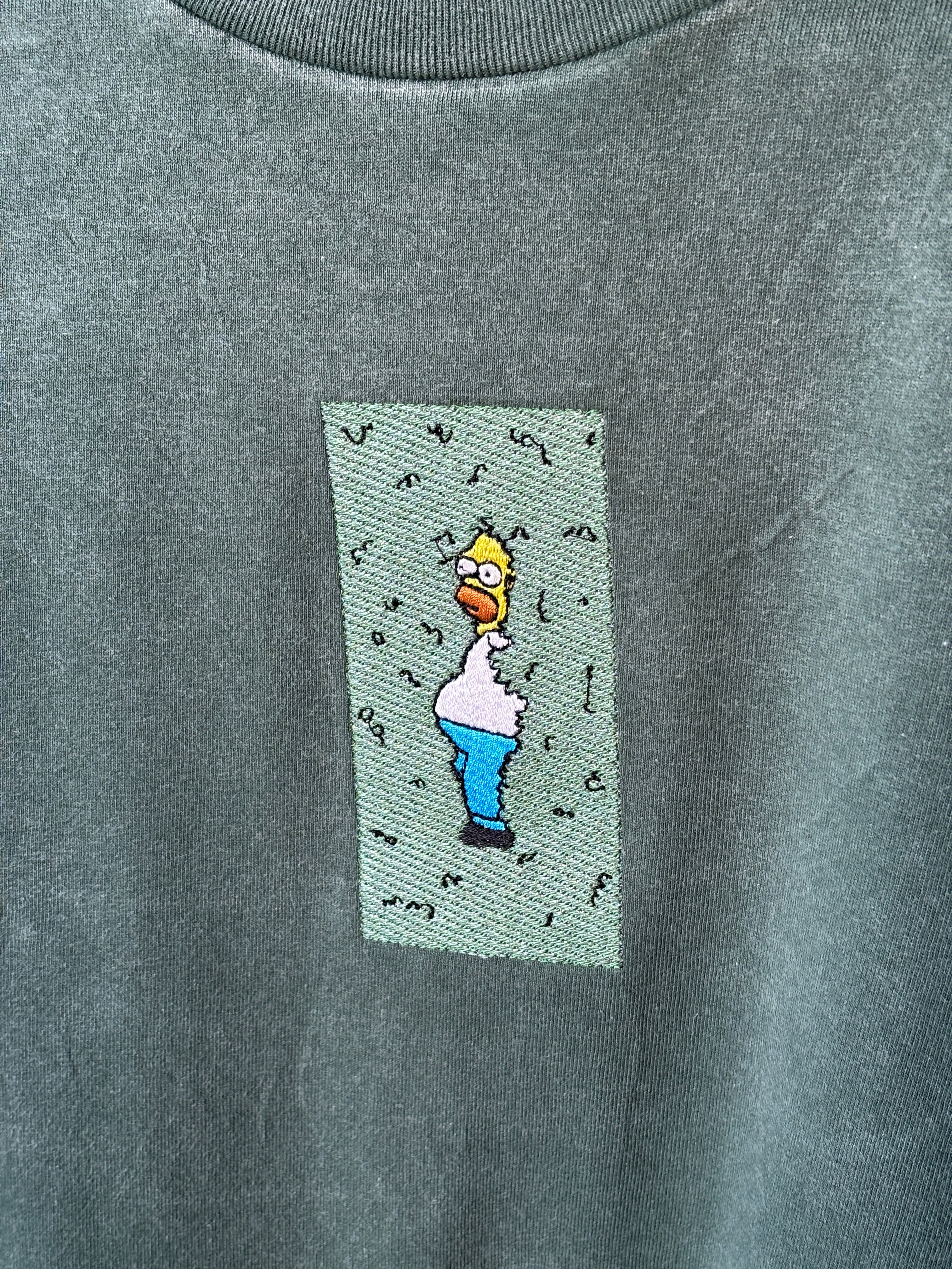 Homer Simpson Hiding in Bush Premium Cotton Heavyweight Embroidered T shirt