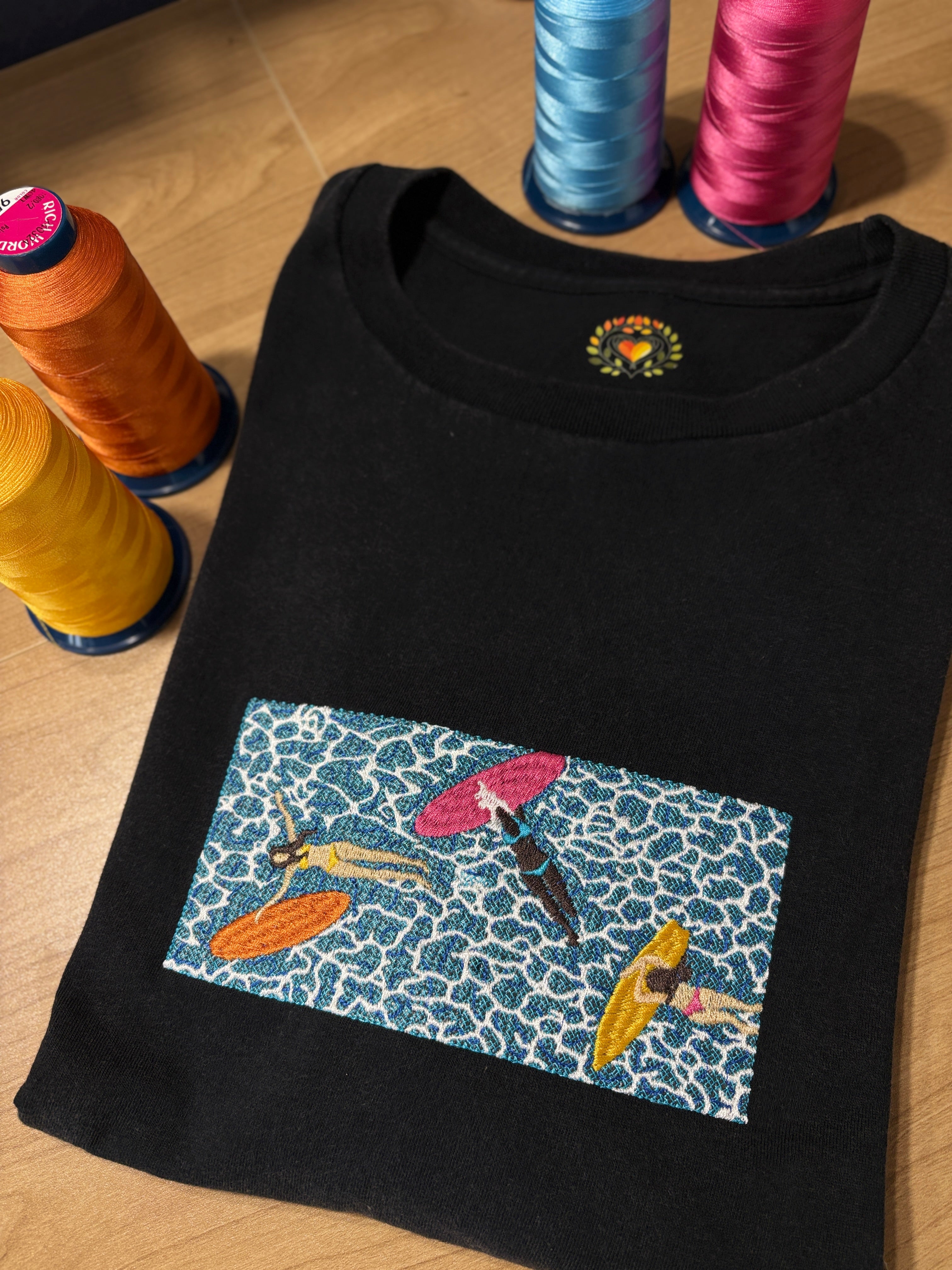 Embroidered Summer Pool Party Premium Cotton T shirt