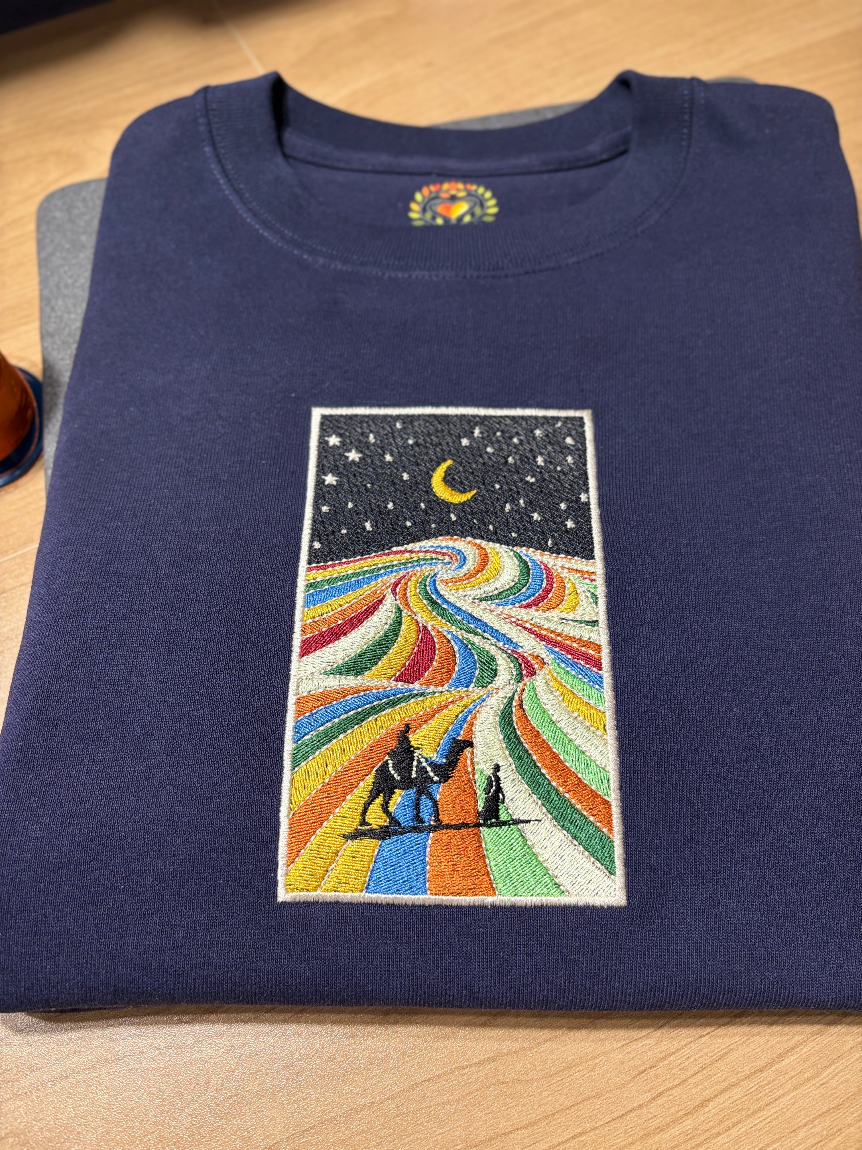 Embroidered Rainbow Desert Valley Premium Cotton Heavyweight T shirt