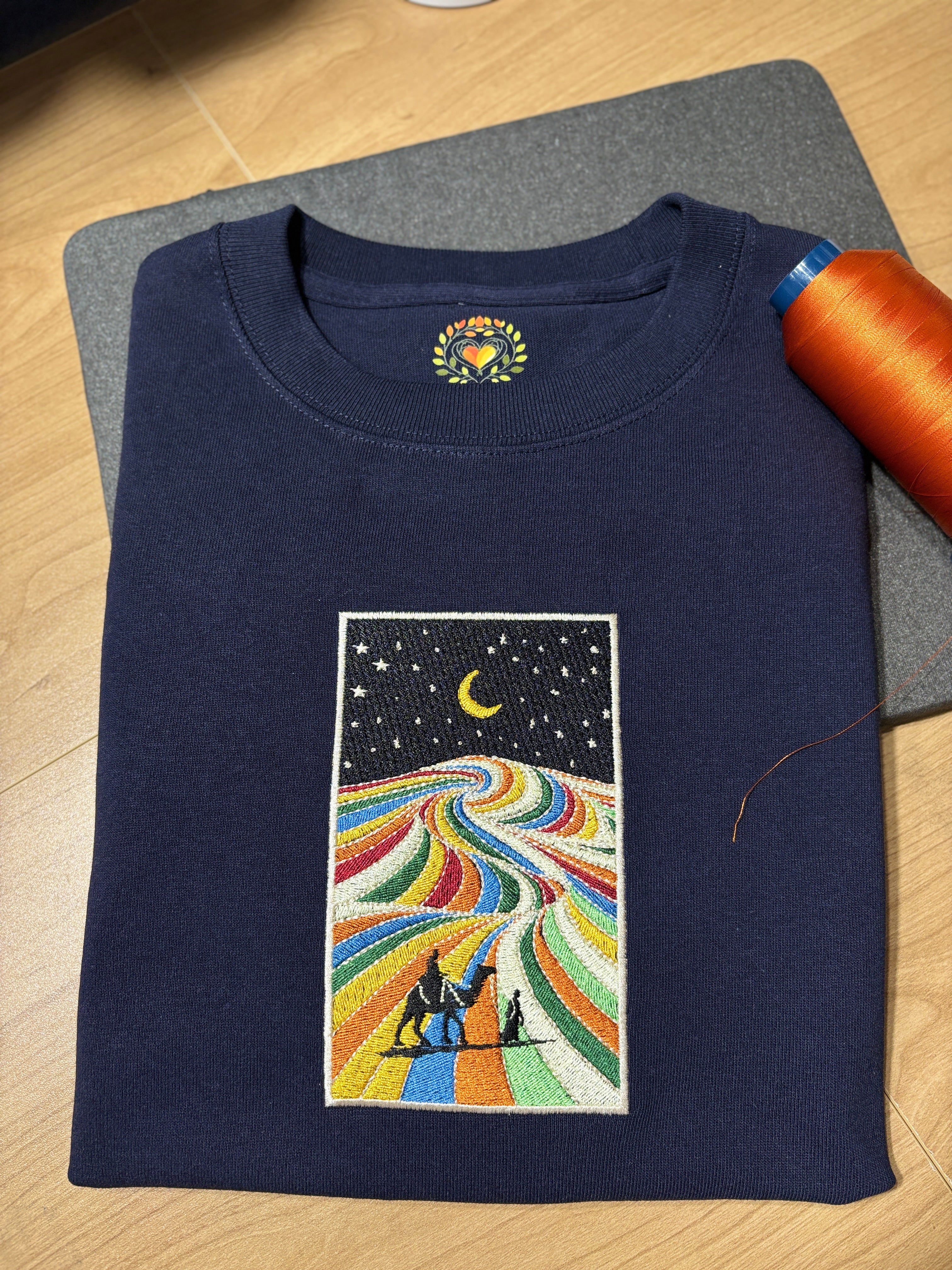 Embroidered Rainbow Desert Valley Premium Cotton Heavyweight T shirt