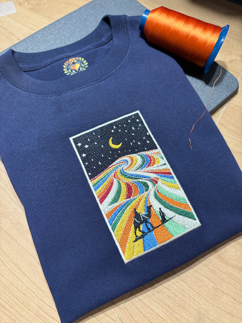 Embroidered Rainbow Desert Valley Premium Cotton Heavyweight T shirt