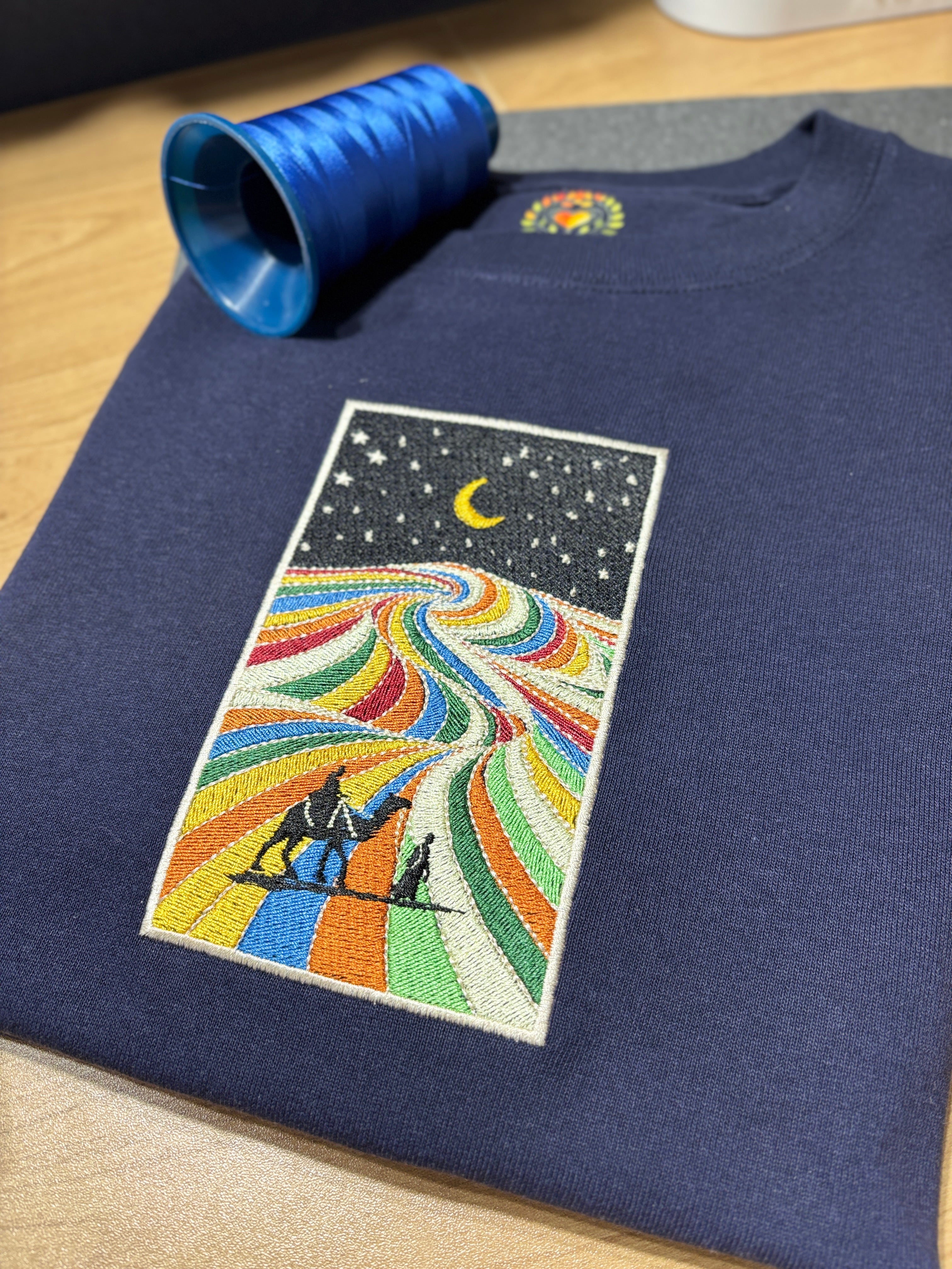 Embroidered Rainbow Valley Heavyweight Hoodie and Sweatshirt