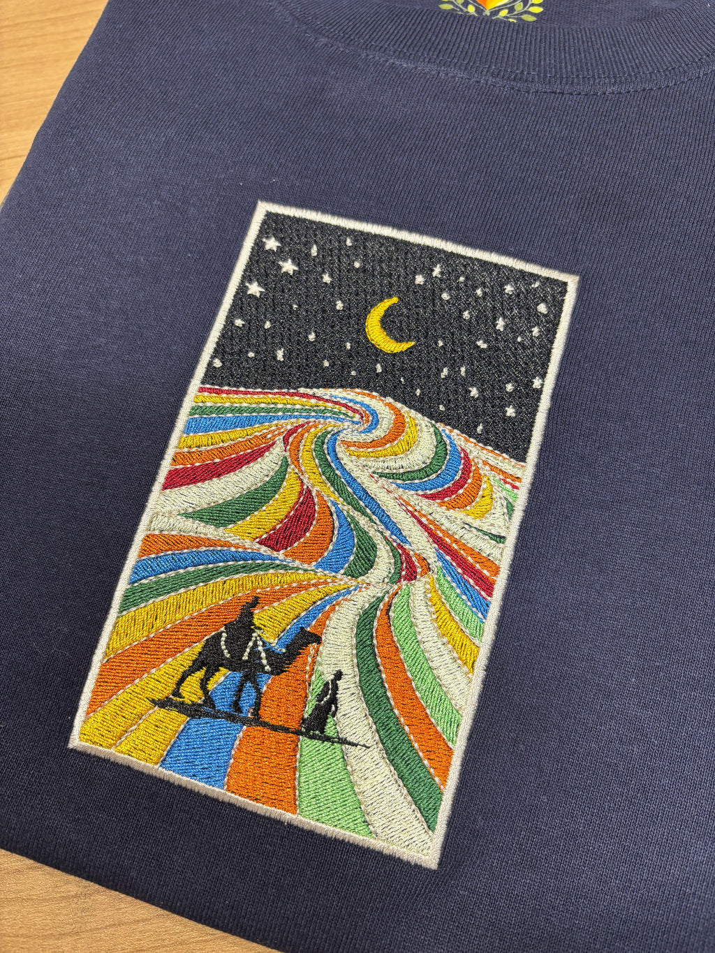 Embroidered Rainbow Desert Valley Premium Cotton Heavyweight T shirt