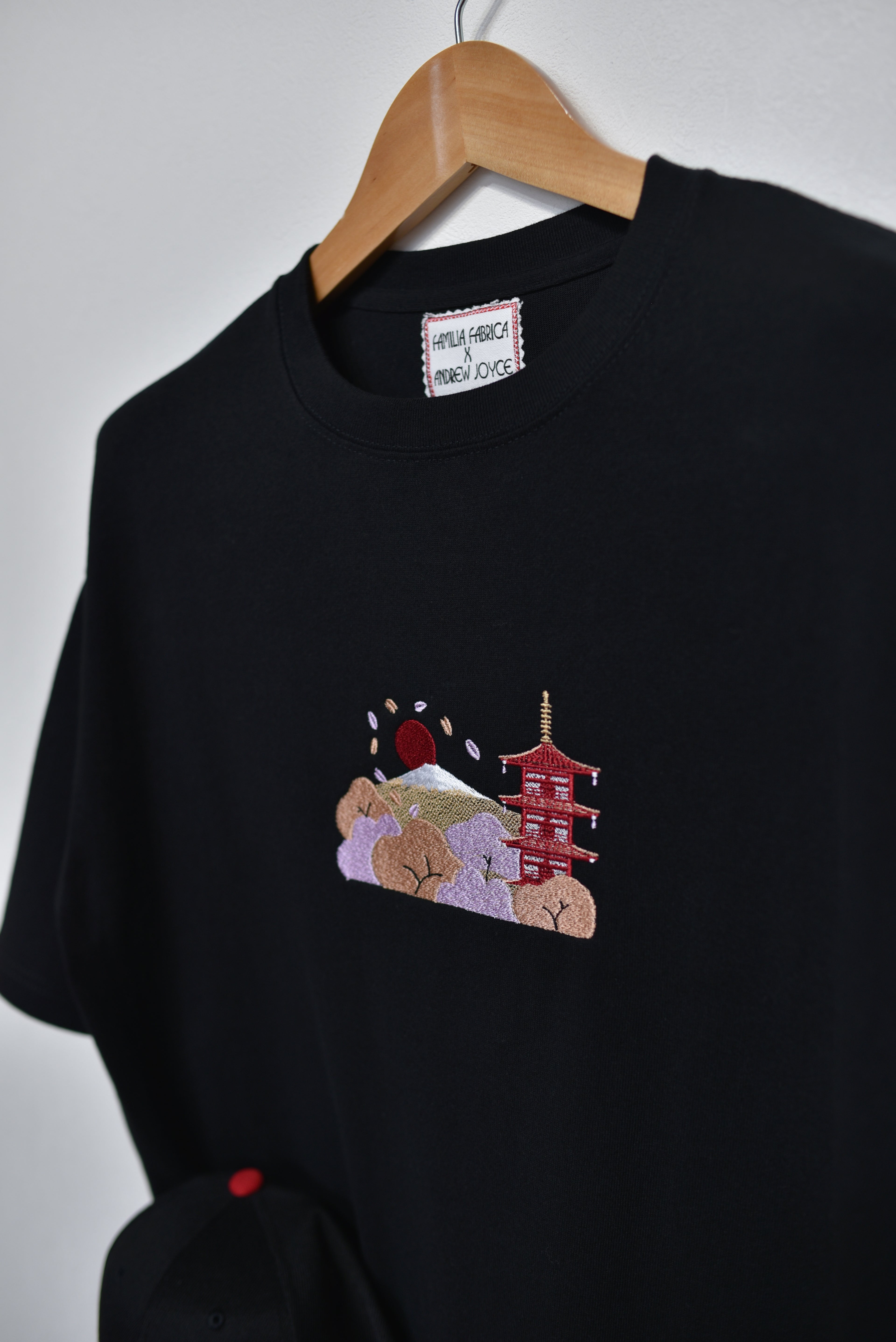 Chureito Fuji Pagoda Landscape | Embroidered 300GSM Organic Cotton T shirt