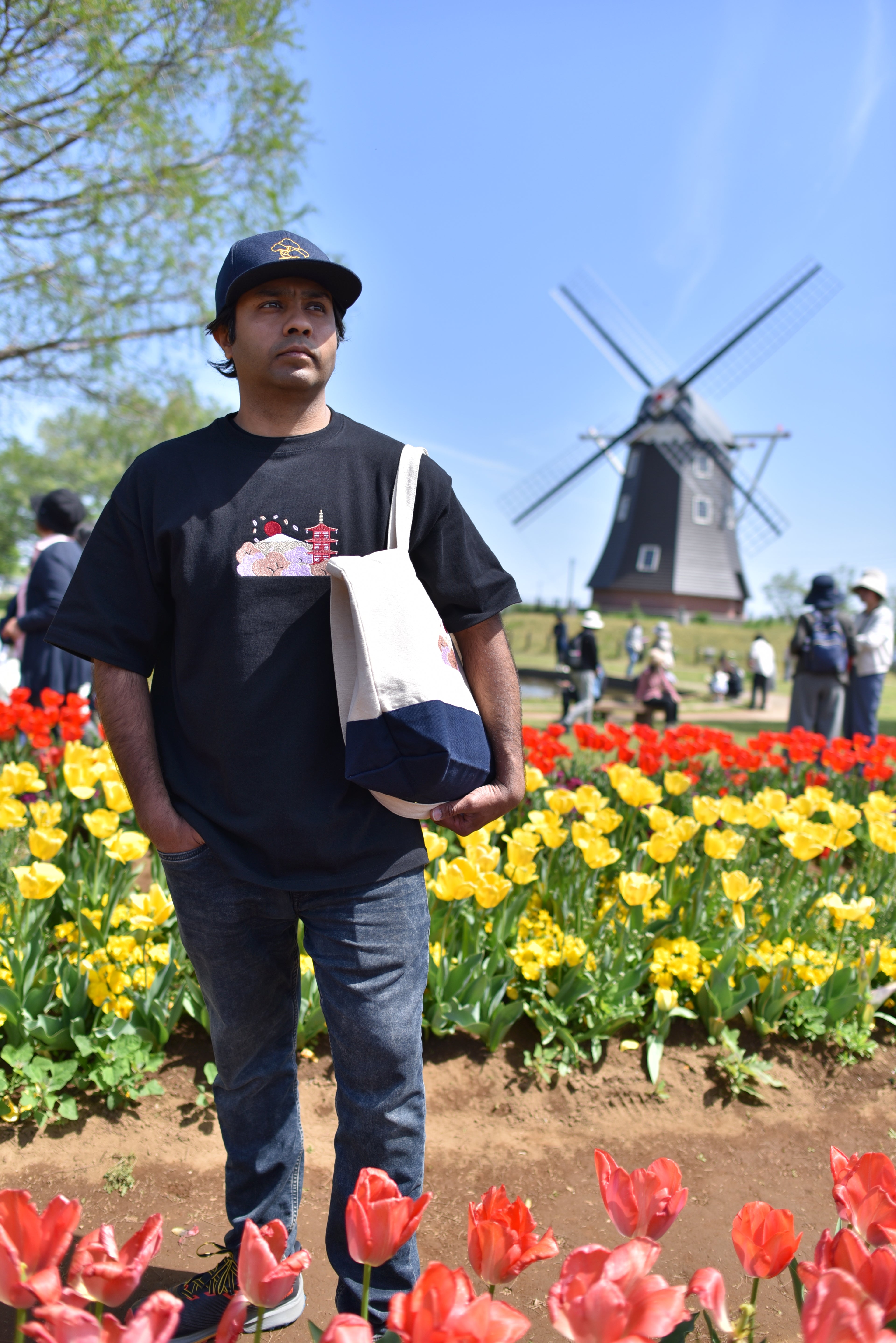 Chureito Fuji Pagoda Landscape | Embroidered 300GSM Organic Cotton T shirt