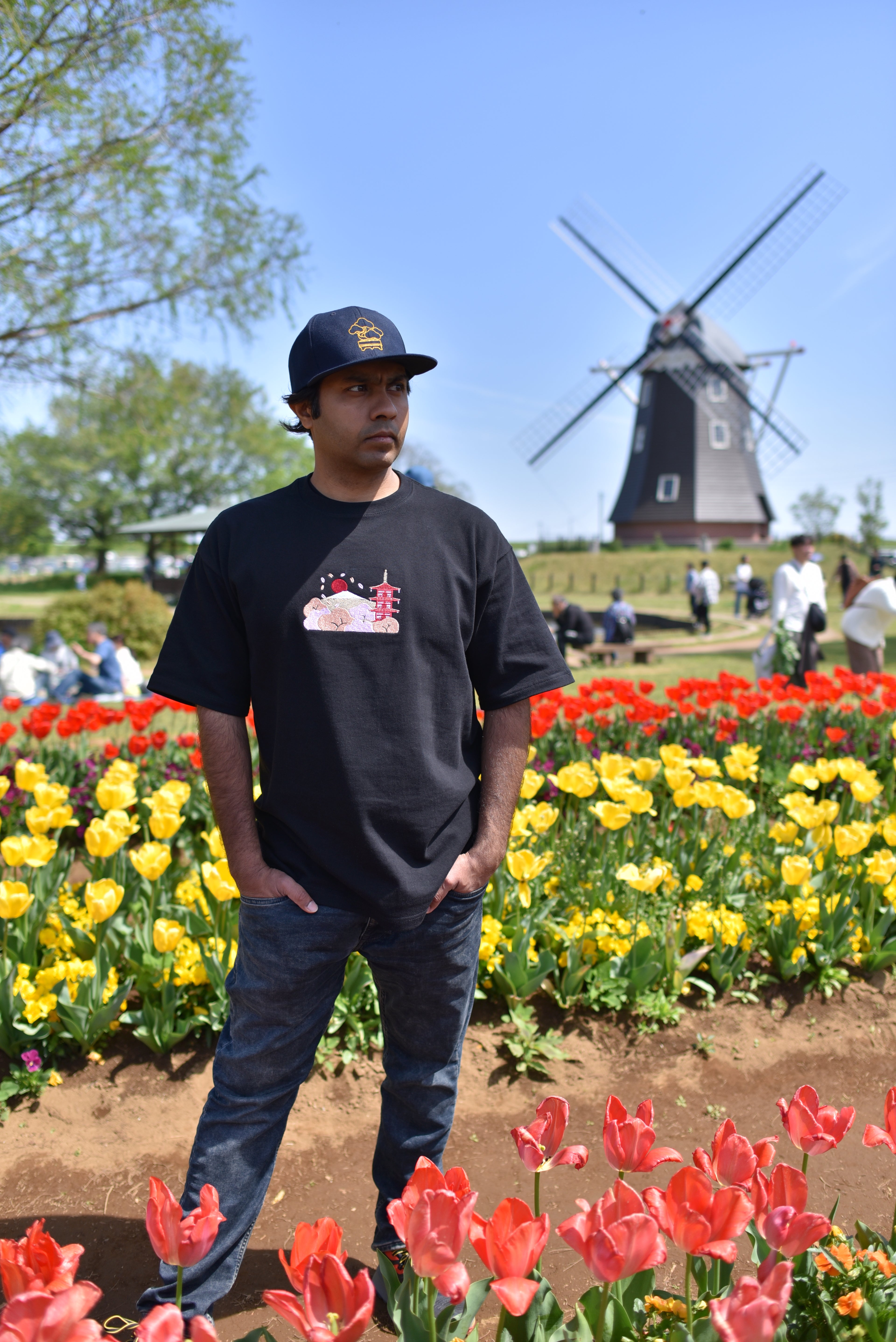Chureito Fuji Pagoda Landscape | Embroidered 300GSM Organic Cotton T shirt