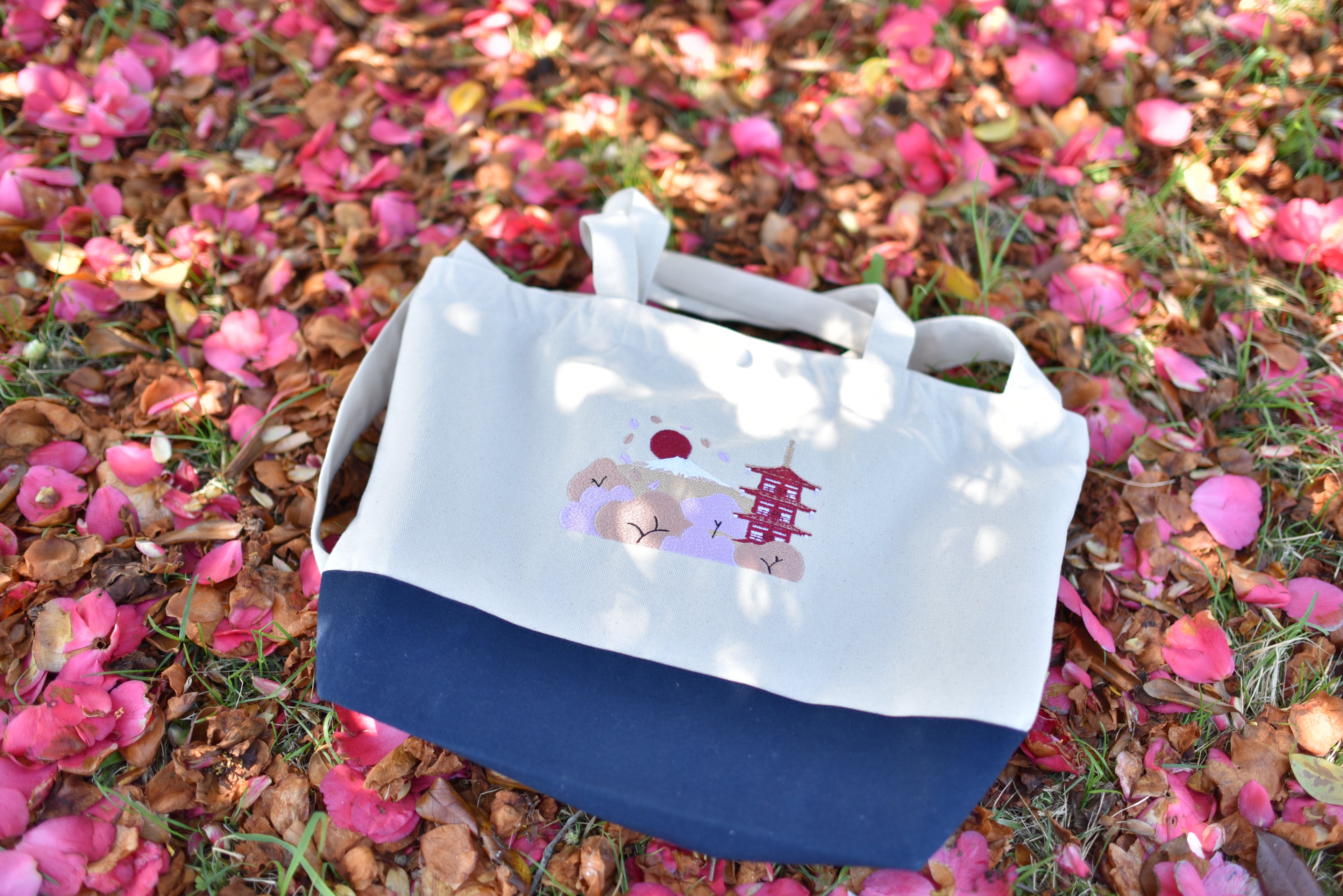 Chureito Fuji Pagoda Landscape | Embroidered 17L Eco-Sustainable Tote Bag