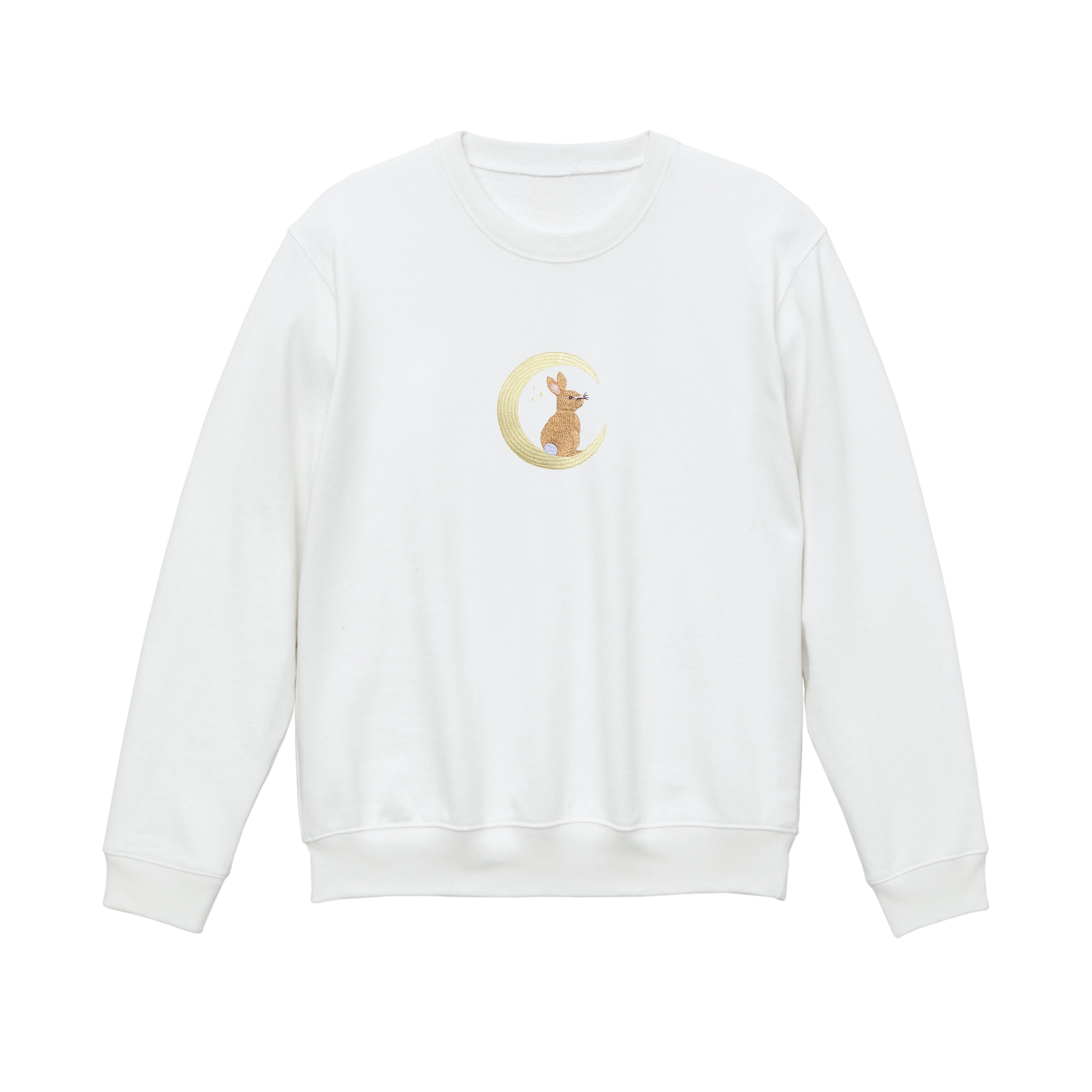 Moonlight Bunny Embroidered 450GSM Heavyweight Pullover Hoodie Sweatshirt