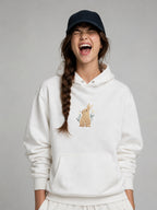 Floral Bunny Embroidered 450GSM Heavyweight Pullover Hoodie Sweatshirt